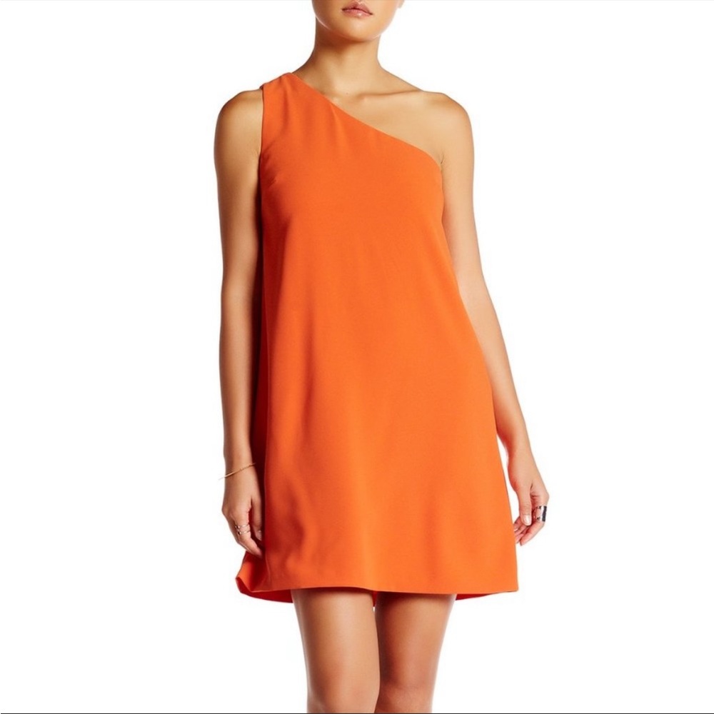 Alice + Olivia One Shoulder Orange Mini Dress S